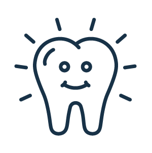 Happy smiling tooth icon showing pediatric dentistry
